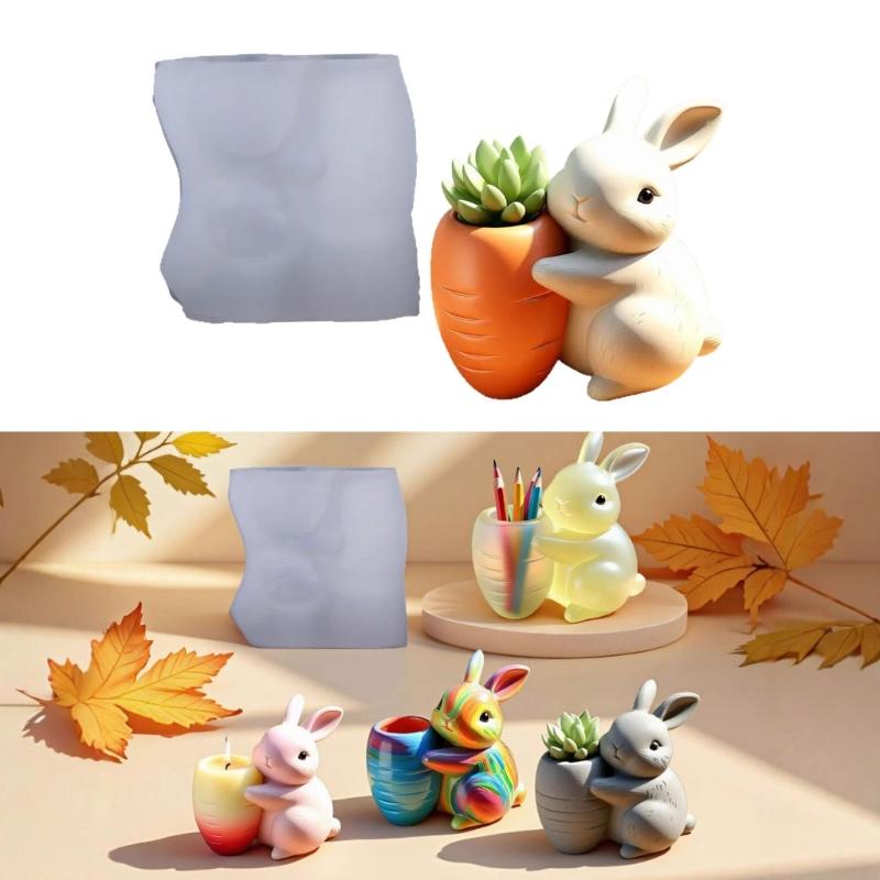 Creative Rabbit Silicone Casting Mold Carrot Planter Mold Craft Projects Decorative Resin Art Supplies Gift For Makers