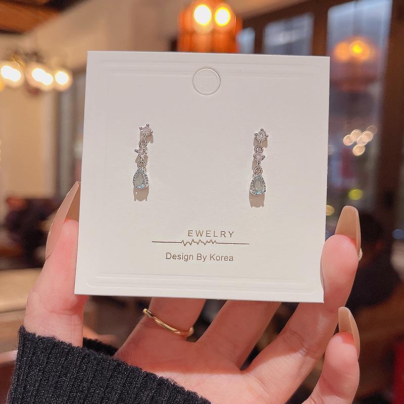 Long Fringed Zircon Earrings Light Luxury Niche Versatile Temperament Bow Stud Earrings