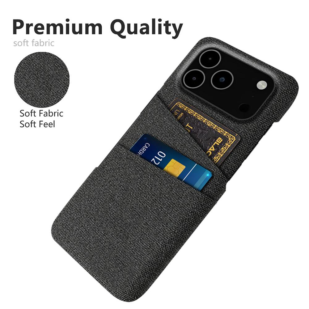 For iPhone 17 Pro Max Case Cloth+Hard PC Phone Cover with Dual Card Slots