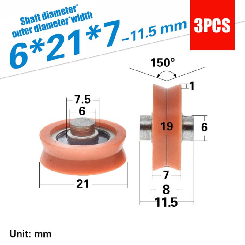 1/3Pcs V-Groove Plastic Bearing With Shaft Door And Window Pulley Pom Polyoxymethylene Nylon Roller Guide Wheel