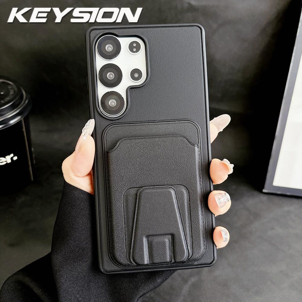 

KEYSION Сумка-чехол с держателем для карт для Samsung Galaxy S23 S24 S25 Ultra 5G S23+ S25 FE Вертикальная подставка Ударопрочный чехол for Galaxy S25 чёрный