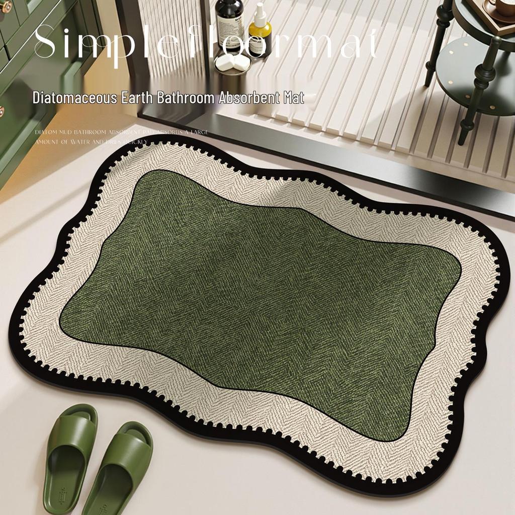 Retro French Diatom Mud Bathroom Mat: Water-Absorbing, Anti-Slip, Wear-Resistant, Easy-to-Clean Floor Mat for Doorways.