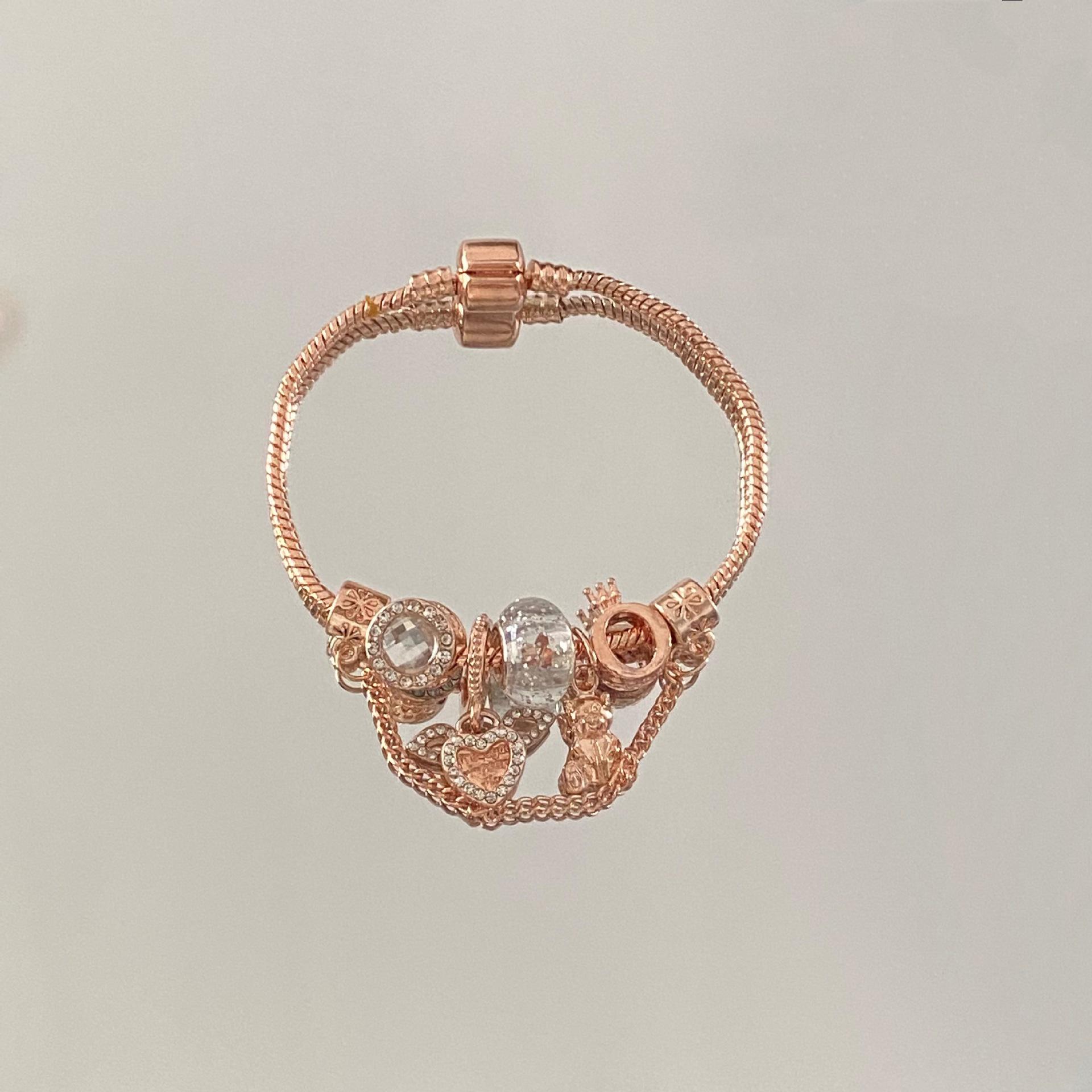 

Women s 925 Silver Crown Beaded Snake Chain Bracelet