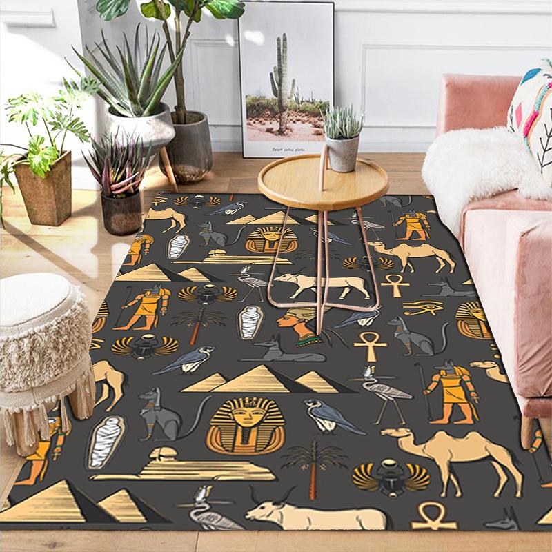 Vintage Egyptian Elements Rug Floor Mat for Living Room or Bedroom Soft and Comfortable Carpet a Gift for Birthday and Holiday.MFF0918208