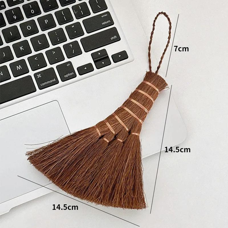 1 PZ Scopa Piccola Bambù Mano Palmo Robusta Scope per Pulizia Accessorio Manico Corto Scrivania Polvere