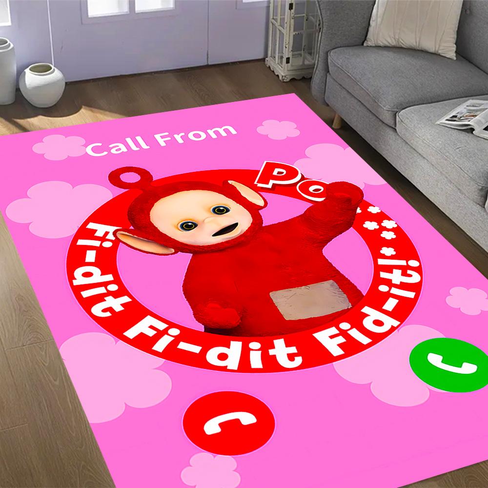 Teletubbies Scooter Adventure Themed Anti-Slip Rugs - Polyester Home Decor, Suitable for Bedrooms, Living Rooms, Doorways, Studios, and Decorations