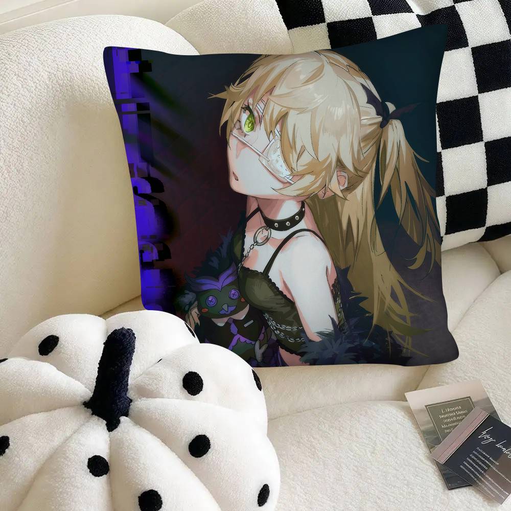 Fischl Anime Game Genshin Impact CUTE Pillow Case Square Pillow Bedroom Sofa Leisure Comfort Cushion Car Home Decoration