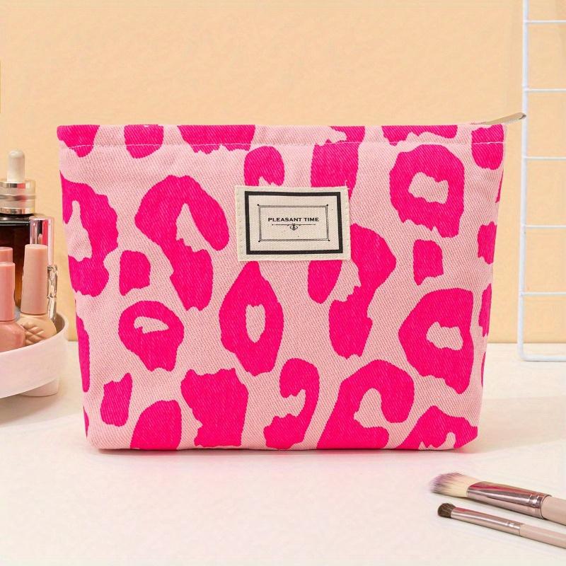 Leopard Print Zippered Makeup Bag Y2K Aesthetic Large Capacity Makeup Bag Toiletry Bag Purse Makeup Bag Makeup Pouch Skincare Bag Toiletry Bag Packing