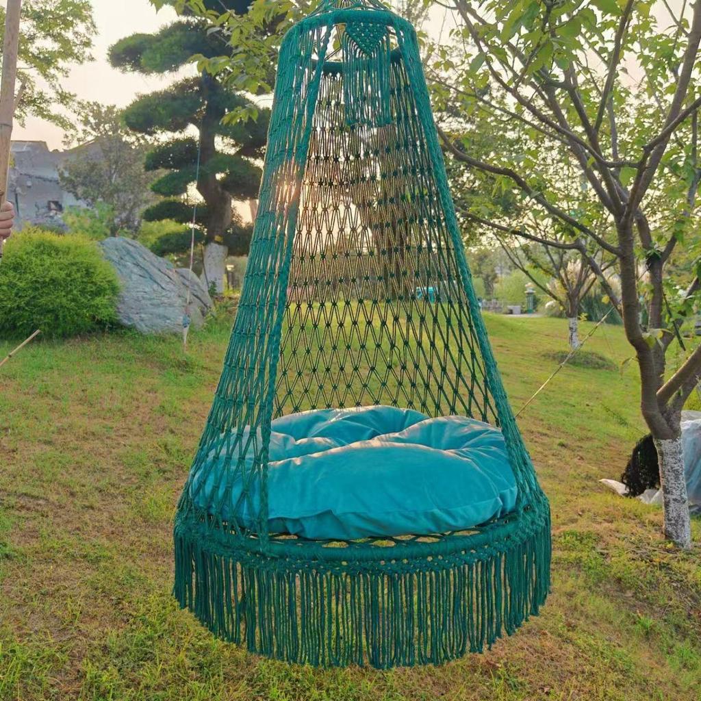 Bohemian Handmade Tassel Hanging Chair for Indoor/Outdoor Use