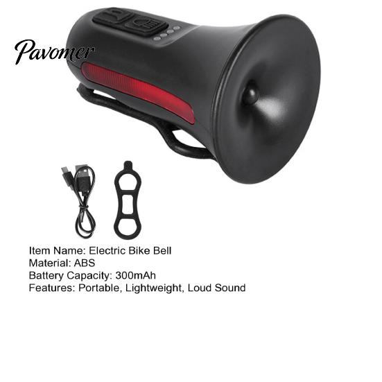 Handlebar Bell Electric Bike Loud Crisp Clear Sound Rechargeable E-bike Horn Waterproof Anti-Theft Alarm Bicycle Accessory
