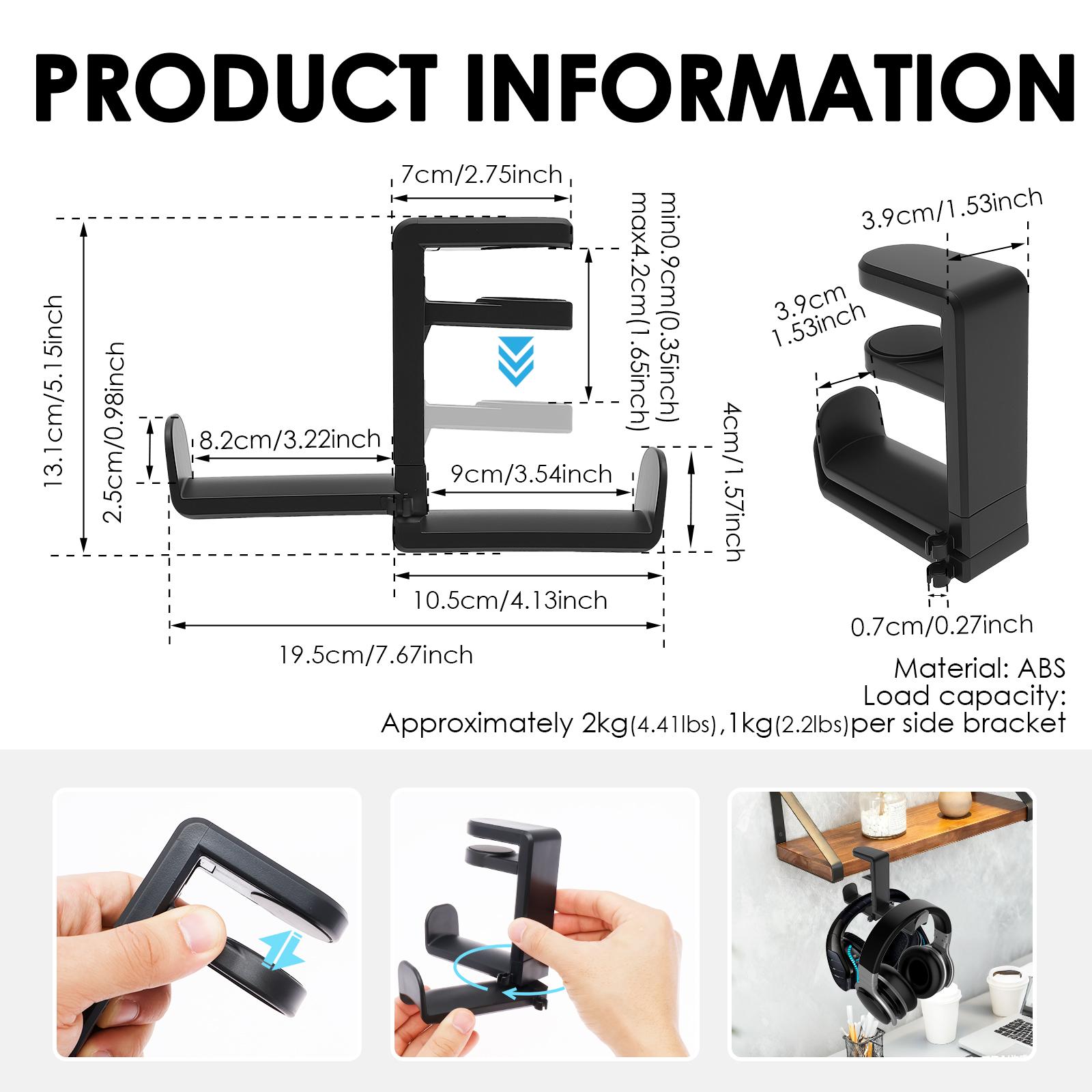 1/2 шт. 360° Вращающийся Двойной Крючок Держатель для Наушников Универсальный Зажимной Настольный Органайзер Регулируемый Держатель для Игровых Наушников для Дома