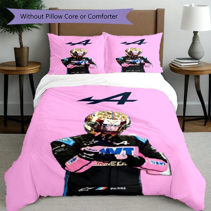 3pcs Duvet Cover Set (1*Duvet Cover + 2*Pillowcase, Without Core), BWT Alpine F1 Racing Team (3) Print Bedding Set, Bedroom Decor, All‑Season, Gift