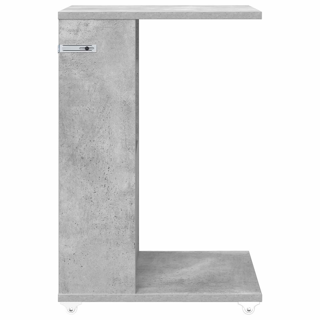 Side Table with Wheels Concrete Grey 40 x 35 x 60 cm Particleboard