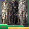 New Large-size Women's Clothing Cotton and Linen Printed National Style Retro Pullover Loose Round Neck Japanese and Korean Dress