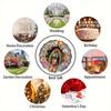 Multicolor Metal Wind Spinner Ornament with Swivel Hook - 25.4 cm Double Sided Circular Garden Decor featuring a Portrait Design, Ideal for Yard