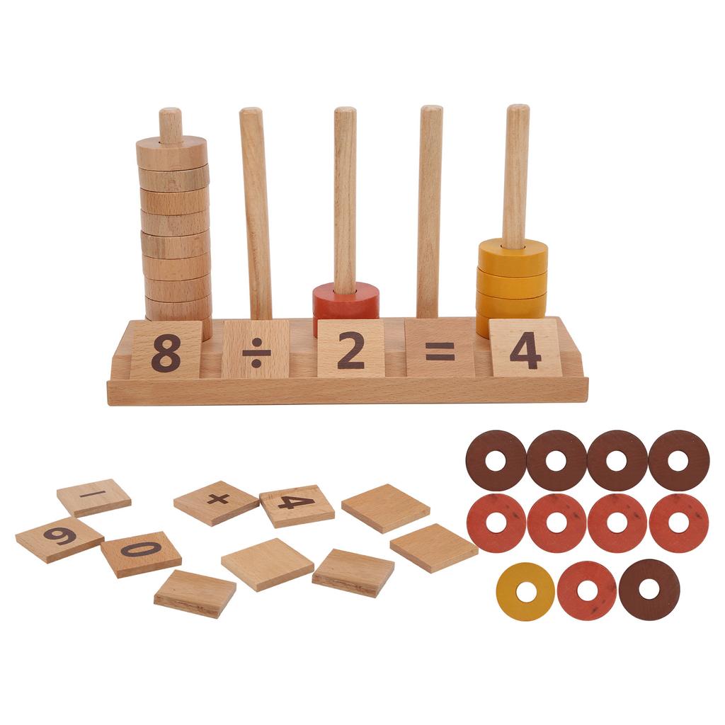 Children Wooden Blocks and Rings Stacking Toys Number Counting Learning Education Toy