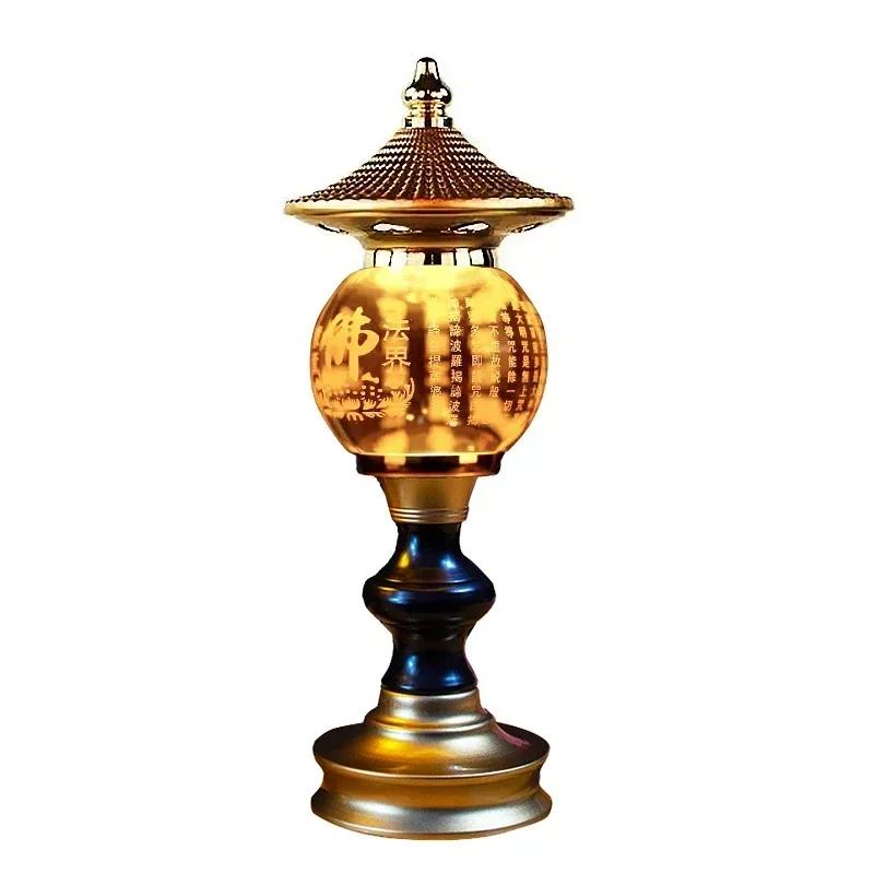 Color Crystal Lotus Candlestick holder Plug In Buddha Offering Crystal Ball Carving Scripture Temple Buddha Hall Domestic Buddha