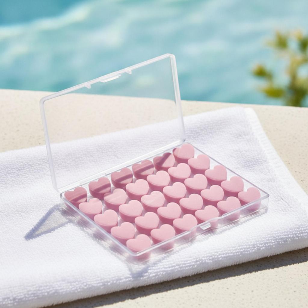 30 Pieces Moldable Silicone Earplugs Reusable with Storage Case Compact