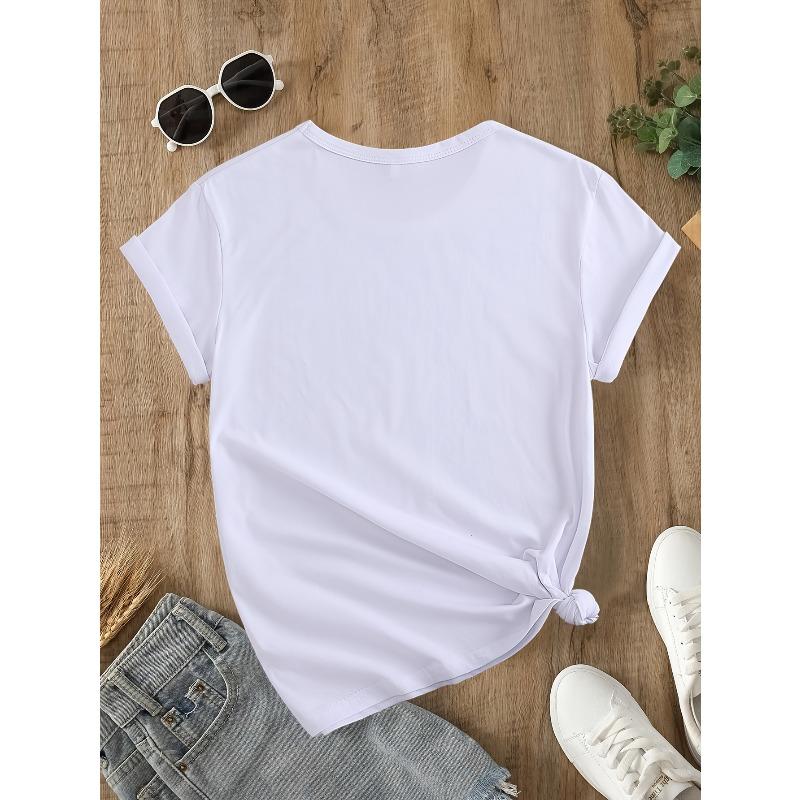Casual Loose Short-Sleeve Summer T-Shirt with a Scotland Letter Print Design