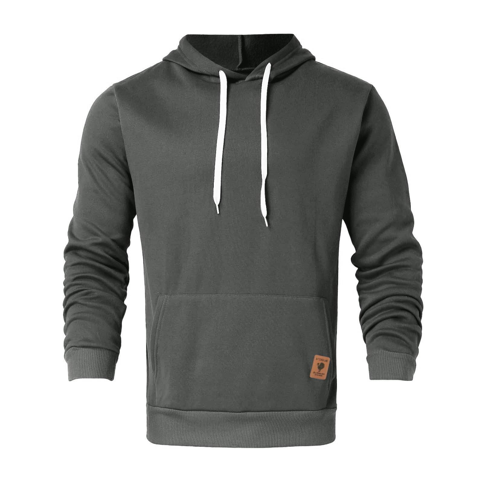 

Мужская толстовка большого размера, модная, свободная, однотонная, повседневная толстовка с капюшоном S