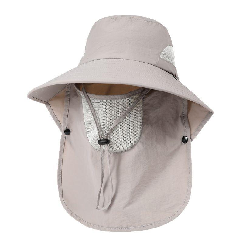 Summer Outdoor Waterproof Breathable Fishing Hat Sun Hat Sunscreen Face Mask Removable Mask Big Eaves Neck Bucket Hat