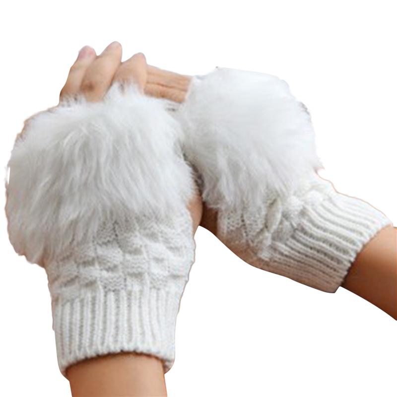Women Fingerless Gloves Cute Plush Warm Soft Comfort Short Winter Windbreak Cold-proof Costume Party Gift Ladies Gloves