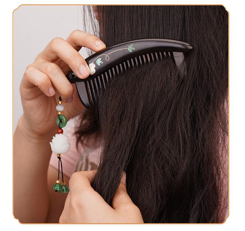 Fioletowe drzewo sandałowe Rzeźbiony drewniany grzebień Pudełko prezentowe - Wysokiej klasy prezent na ślub i Dzień Matki