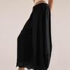 Women Casual Wide Leg Pants Elastic Waistband Drawstring Waist Patchwork Lace Hem Loose Fit Palazzo Trousers for Everyday Wear