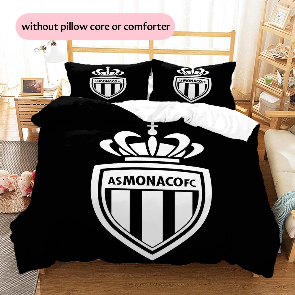 AS Monaco FC Pattern Bedding Home Decoration Birthday Gift (1 * duvet cover + 2 * pillowcase, without core)