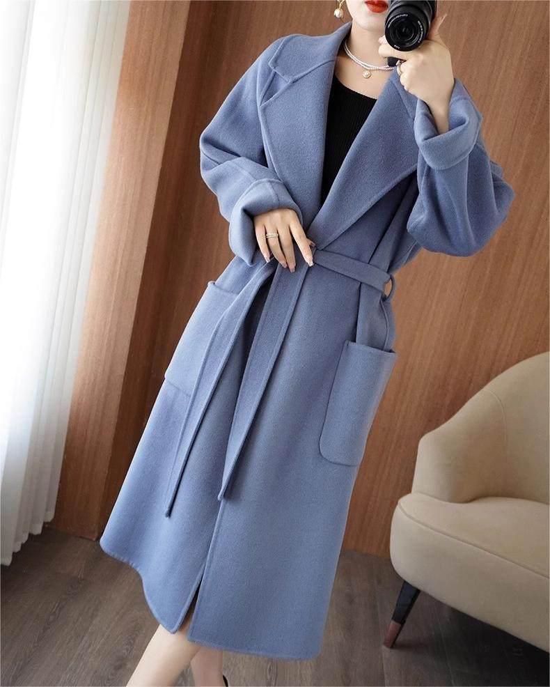Manteau en laine ample mi-long pour femme, double face en cachemire, Automne/Hiver, style coréen