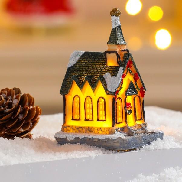 Festive Glowing Resin Small House - Holiday Window Display & Kids' Gift