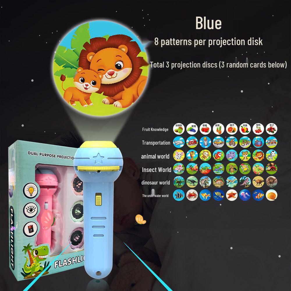 Children's Animal Projector Flashlight - Early Education Luminous Toy for Baby Picture Recognition and Cartoon Projection Gifts