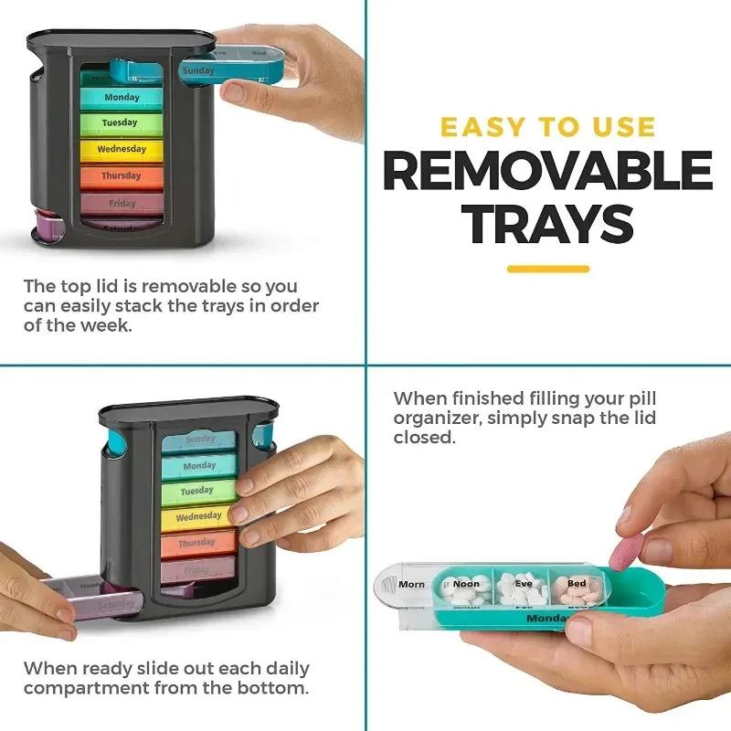 Portable 7 Days Medicine Medical Pill Box 28 Grids Weekly Pill Case Storage Box Travel Pill Organizer Pill Case