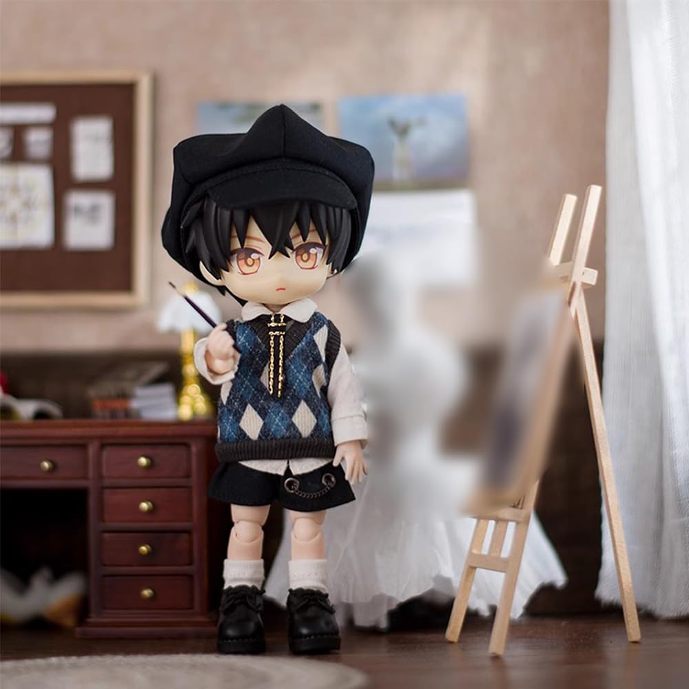 Niannyyhouse OB11 Size Obitsu Doll 11cm Body Compatible School Uniform Set BJD Doll Outfit (Hat, Shirt, Vest, Tie, Pants, Skirt, Shoes, Socks) 1/12