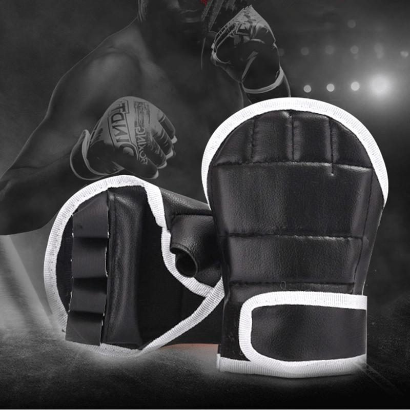 PU Leather Half Finger Boxing Gloves Martial Arts Training Gloves For Muay Thai Karate Kickboxing Workout Unisex Adult Youth