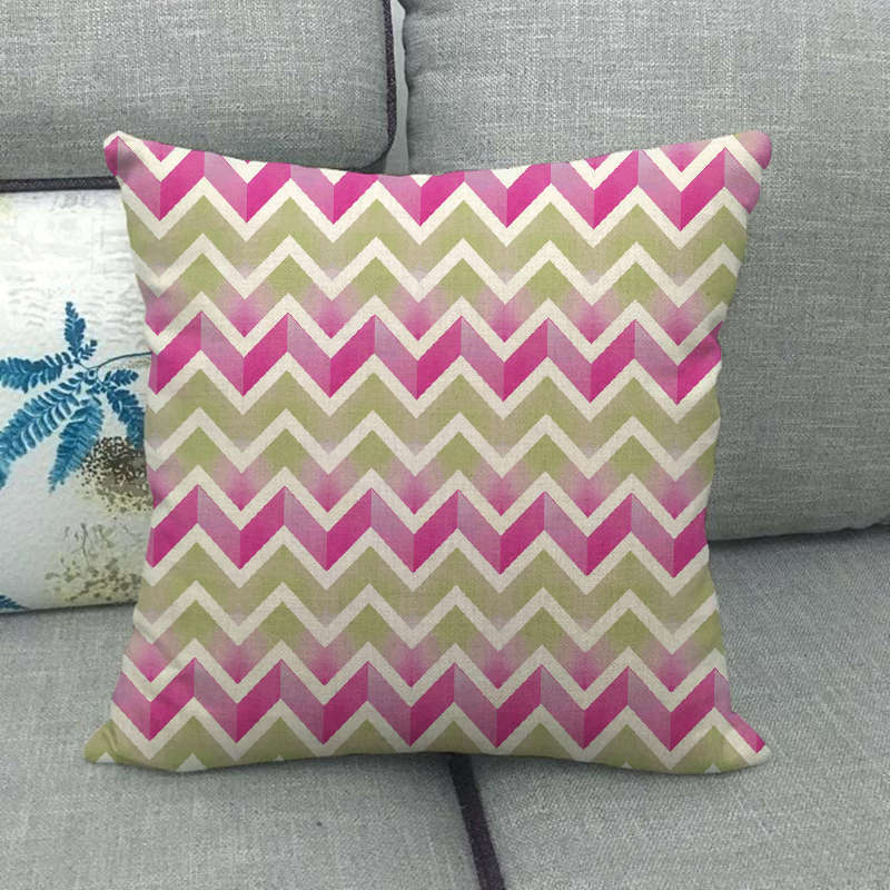 Geometric Triangular Wave Pattern Digital Printing Short Plush Pillow Covers For Car Sofa Office Cushion Cover Home Goods