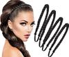 MISS LIRENN® Fischschwanz-Geflochtene Elastische Stirnbänder, Geflochtene Haaraccessoires, 1,5 Zoll Breite, 10 Zoll Länge, Schwarz, 4er-Pack