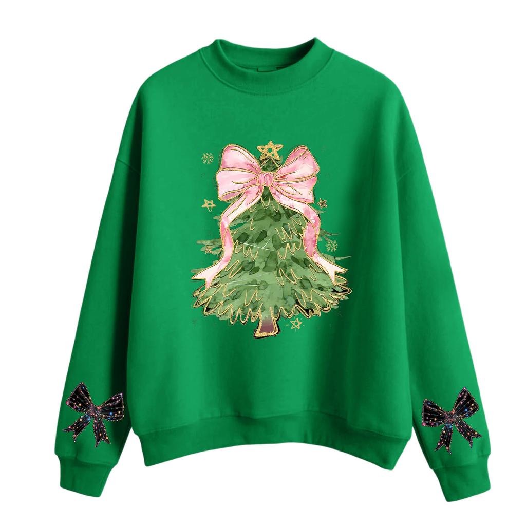 Women's Fashion Casual Round Neck Long Sleeve Christmas Printed Sweatshirt