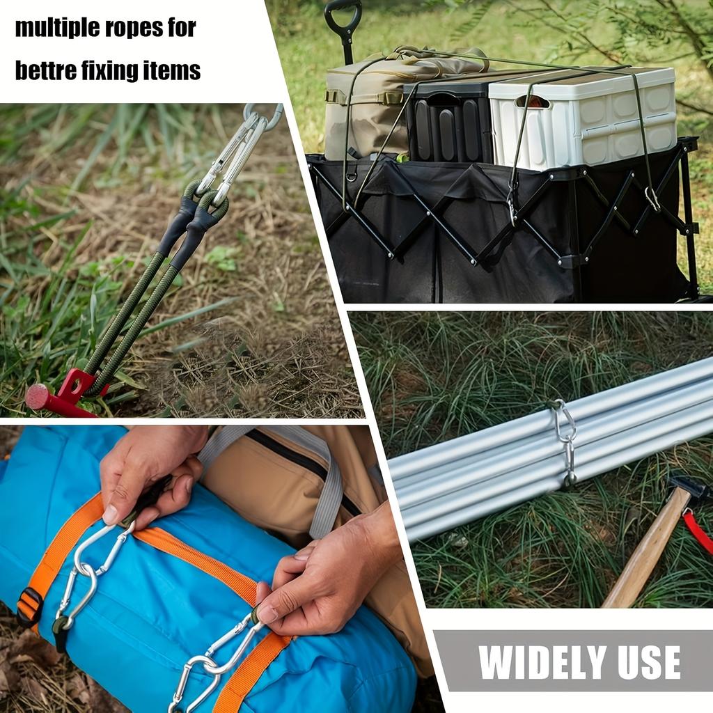 4pcs Outdoor Mountaineering Buckle 8mm Elastic Rope Tent Strap Camping Clothesline Luggage Binding Strap