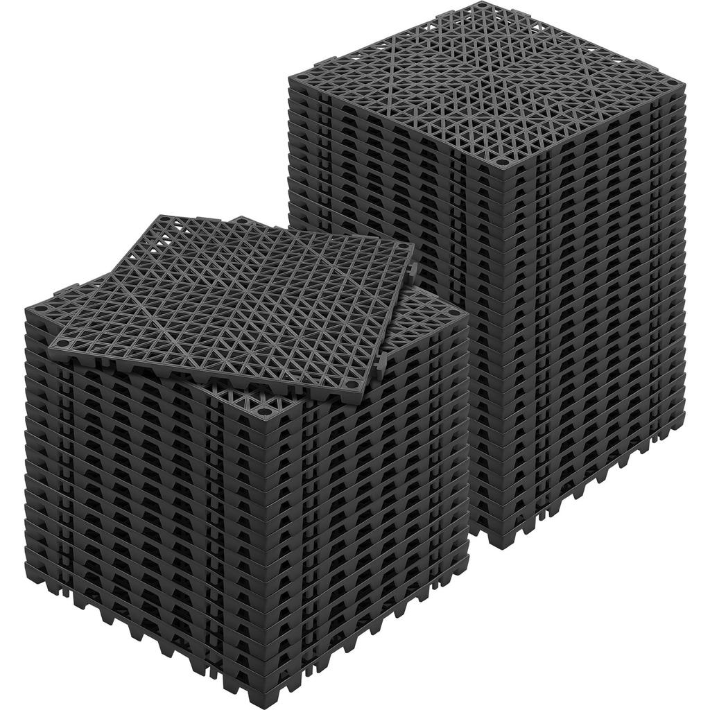 Modular Interlocking Cushion, 50 Pack 30 x 30 cm Splicing Drainage Mats, Soft PVC Interlocking Drainage Floor Tiles, Non-Slip Drainage Hole for