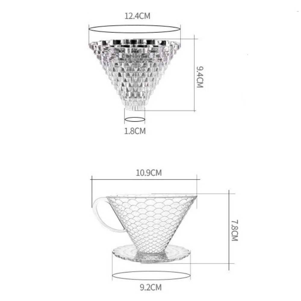 Portable Transparent Hand Brewed Coffee Filter Cup Cone Shaped Resin Coffee Dripper BPA Free Manual Coffee Funnel Picnic