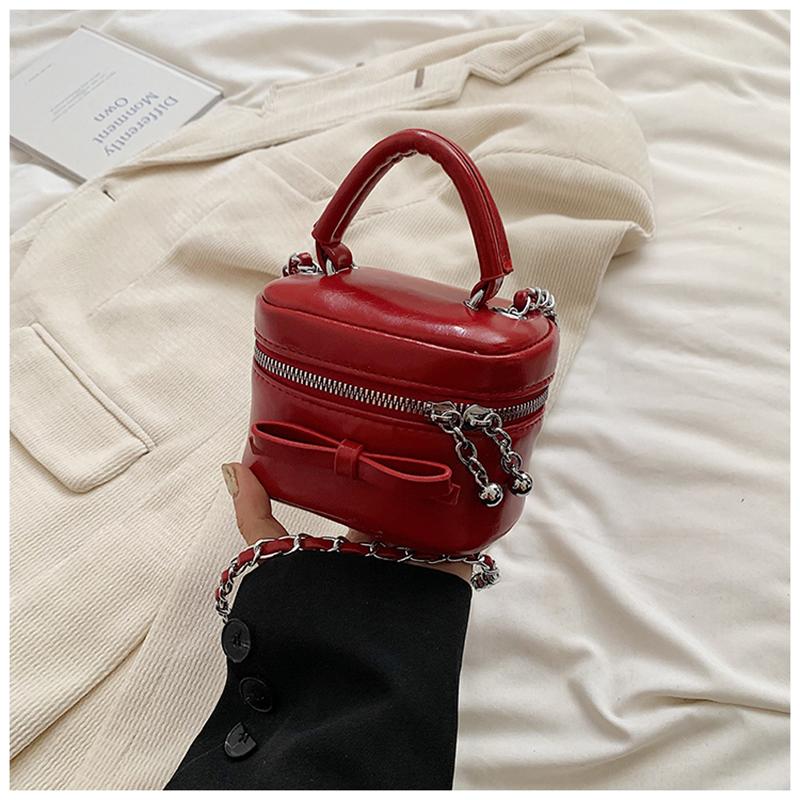 

Красные мини-сумки квадратной формы для женщин, новые универсальные сумки через плечо с цепочкой-бантом, модный кошелек из искусственной кожи в виде помады Mini(Max Length<20cm)