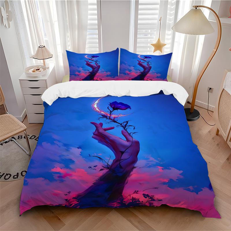 

3pc Glowing Bloom Cover Set - 1 Quilt Cover + 2 Pillowcases, All Seasons Bedroom Setting, Perfect for Home093 135x200cm