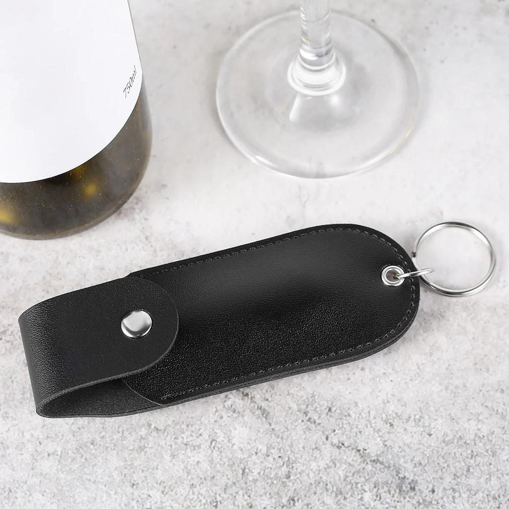 PU Pepper Spray Pouch Black Portable Self Defense Spray Leather Holder Mini Keychain for Women Ladies Security 1/2Pcs