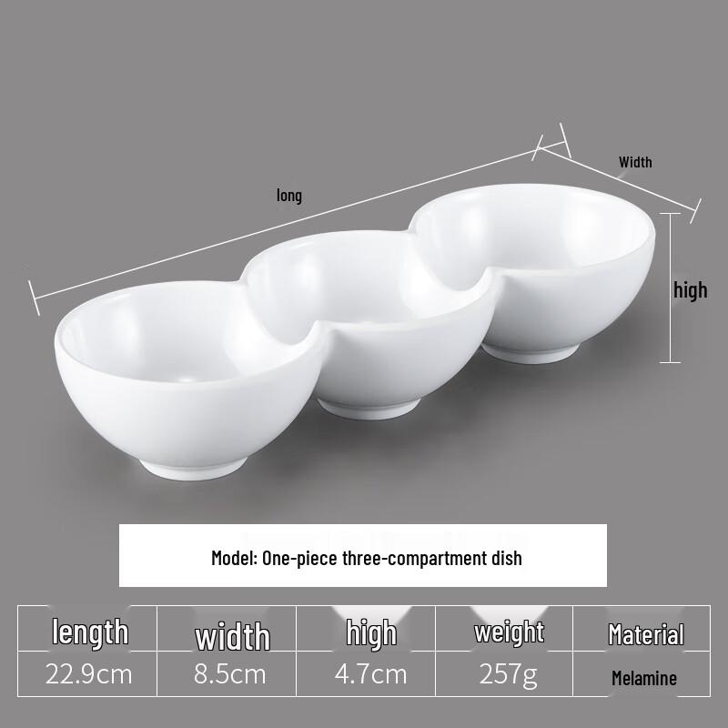 

Three-Compartment Melamine Dipping Dish