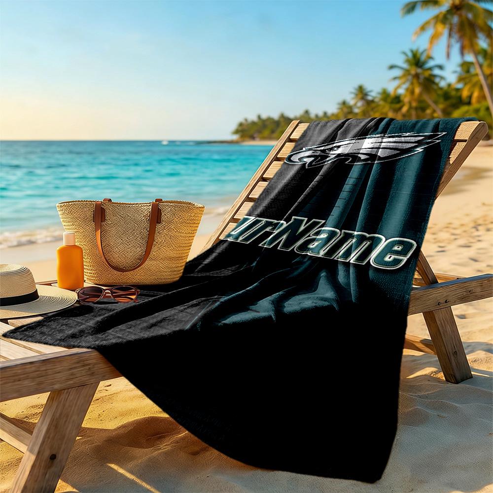 Philadelphia Eagles Personalized Text Beach Towel Super Soft Microfiber Quickdry Fabric Portable For Swimmingbeachcamping Travel Beach Accessoriesgym