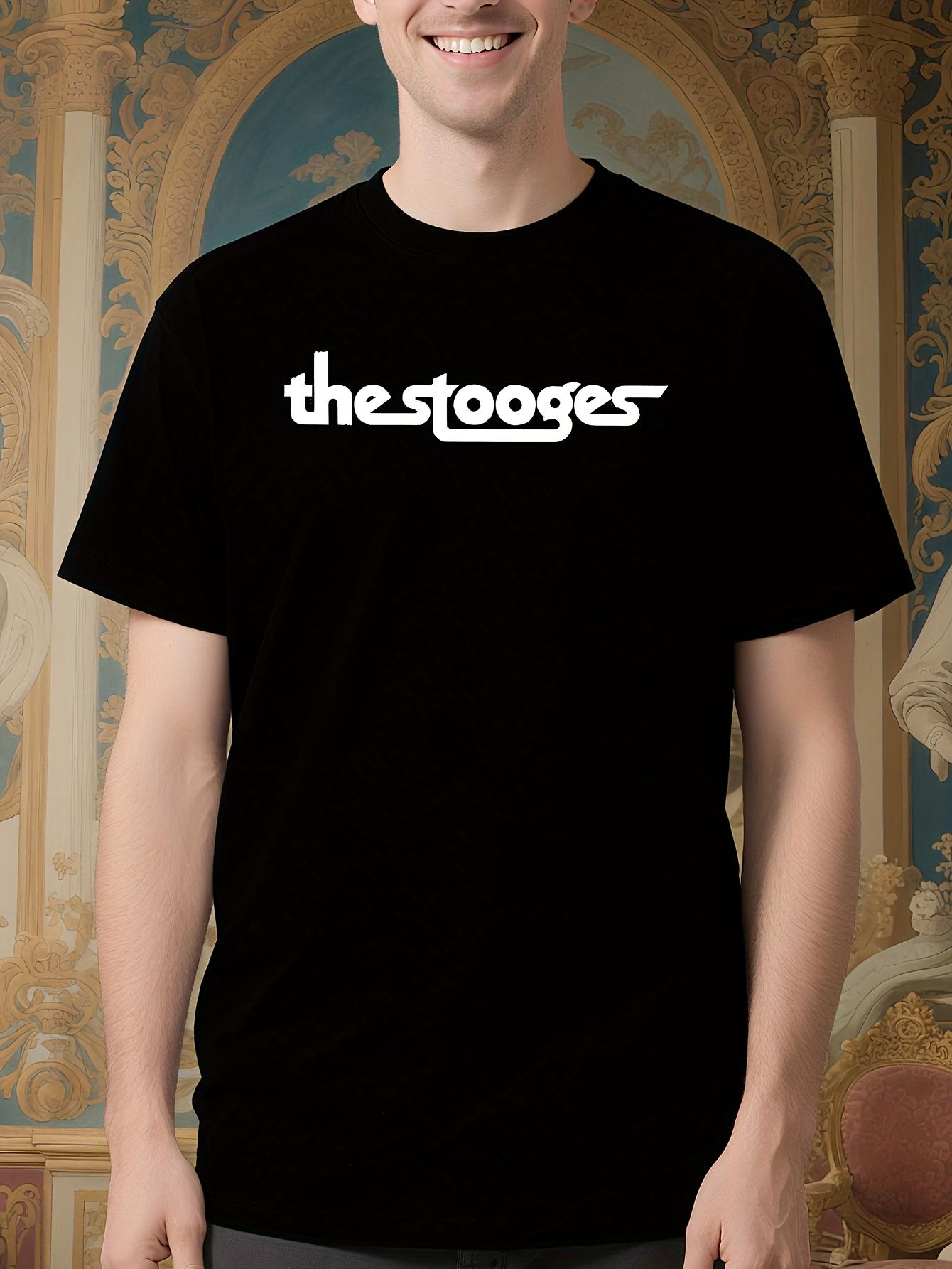 The Stooges Black Graphic Tshirt - Bold White Print Punk ... M