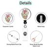 Skull Flower Id Tag Badge Holder With Retractable Badge Reel Cards Storage Organizer For Nurses Employee Pass Work Card Holder