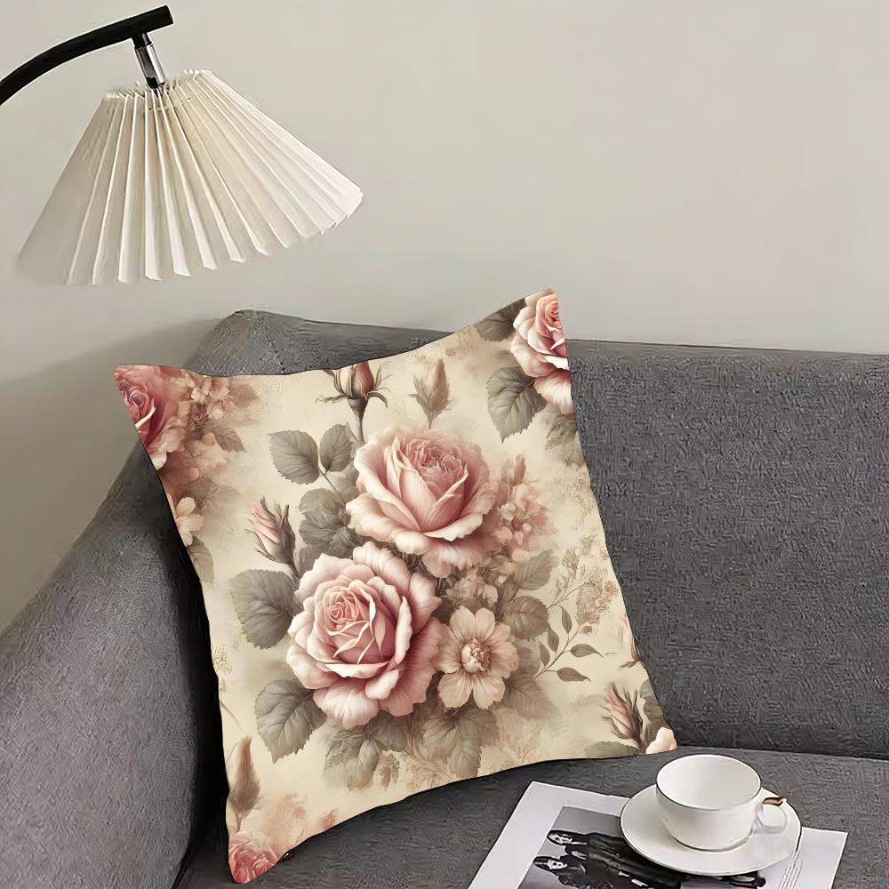 Rose Elegant Cushion Cover Pillowcase Ultra Soft Skin Friendly Fabric Cloud Like Comfort  Concealed Zipper