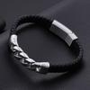 KALEN Braided Leather Stainless Steel Spring Clasp Charm Bracelet for Men